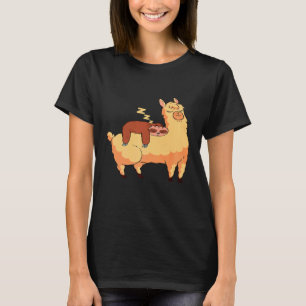 Camiseta Preguiça fofa dormindo em cima de uma lhama Gráfi