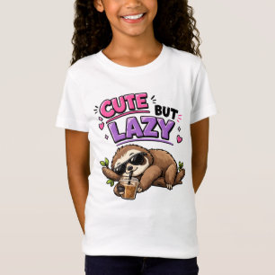 Camiseta Preguiça fofa mas preguiçosa com café gelado