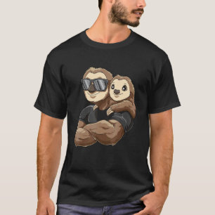 Camiseta Preguiça Forte e Divertida Com um Filhote de Pregu
