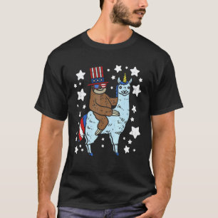 Camiseta Preguiça Lhama Americana EUA Llamacorn Animal 4 d