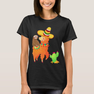 Camiseta Preguiça Lhama de Sombrero Mexicano Ideia Cinco de