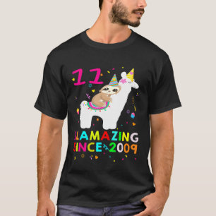Camiseta Preguiça Montando Lhama 11º Aniversário LLAMAZING