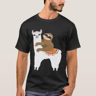 Camiseta Preguiça Montando Lhama Melhores Amigos Amante de