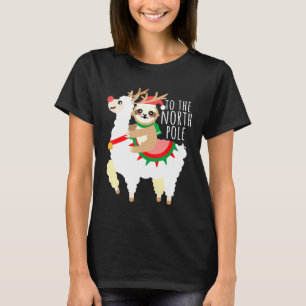 Camiseta Preguiça Montando Lhama Rena Natal Fofo