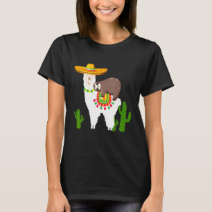 Camiseta Preguiça Montando Llama Cinco De Mayo Mexicano Cr