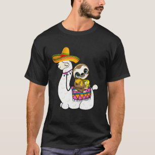 Camiseta Preguiça Montando Llama Comida Mexicana Fiessta Fa