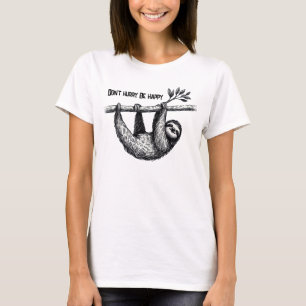 Camiseta Preguiça no galho da árvore com citação