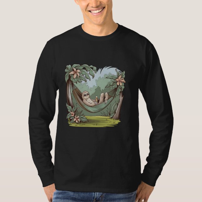 Camiseta Preguiça Relaxando Na Rede (Frente)