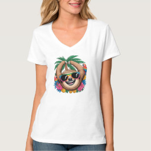 Camiseta Preguiça Tropical Kawaii – Vibrações Agradáveis de