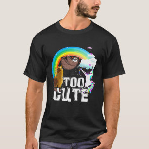 Camiseta Preguiça Unicórnio Gato Em Uma Lhama Com Arco-Íris