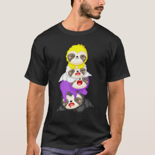 Camiseta Preguiças & Bandeira Não Binária Orgulho Agênero G