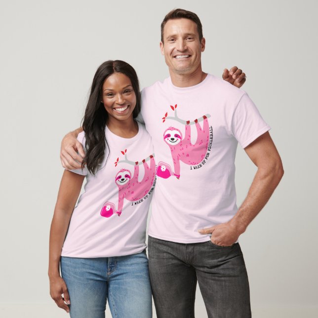 Camiseta 🦥 preguiças-de-piclebol cor-de-rosa 🦥 (Unissex)