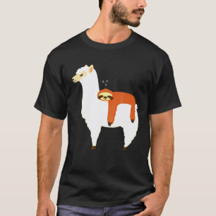 Camiseta Preguiçoso Bicho-Preguiça Dormindo Em Uma Lhama