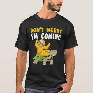 Camiseta Preguiçoso Bicho-Preguiça Montando Tartaruga Para