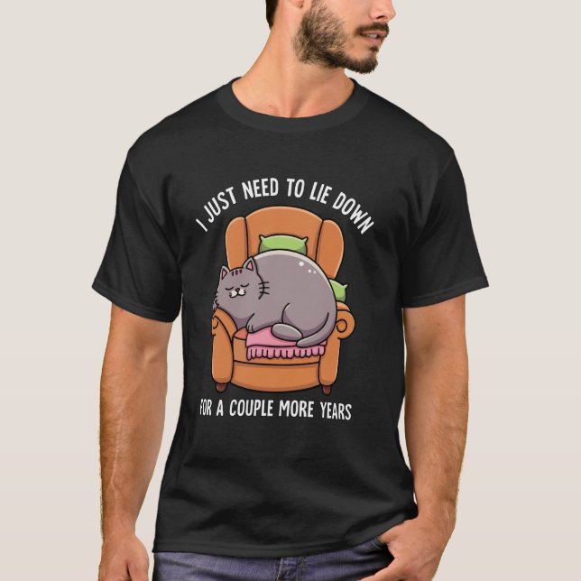 Camiseta Preguiçoso Humor de Gato para Pescadores de Gato e (Frente)
