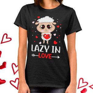 Camiseta Preguiçoso no Amor Ovino para Solteiros Dias de o