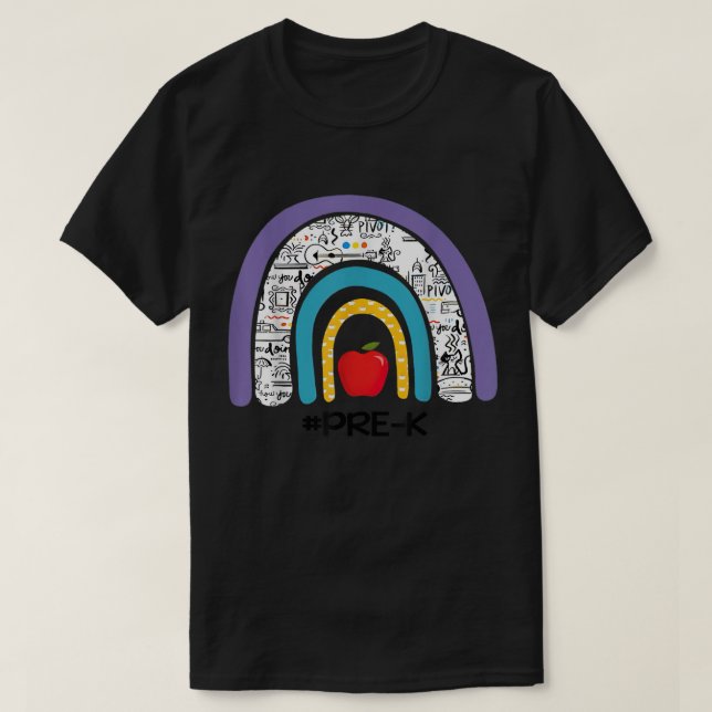 Camiseta PreK Rainbow Apple Back To School Teacher Funny  (Frente do Design)