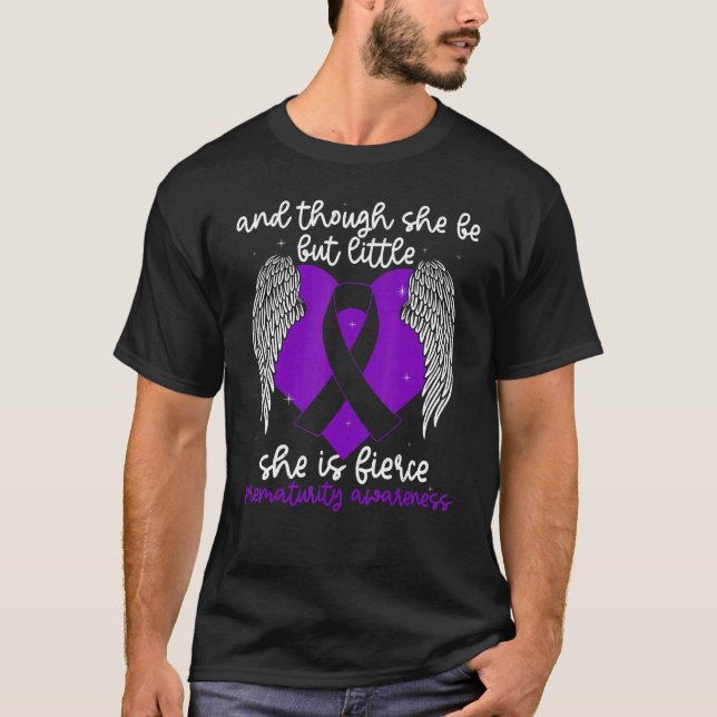 Camiseta Prematurity Awareness Little but Fierce Nicu Purpl (Frente)