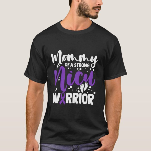 Camiseta Prematurity Awareness Mommy Nicu Warrior Preemie M (Frente)