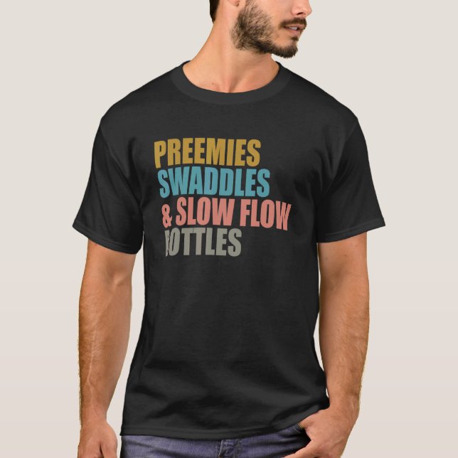Camiseta Prematuros Swaddles Frascos de Fluxo Lentos (Frente)