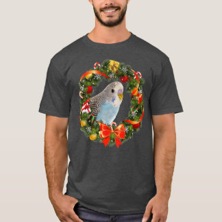 Camiseta Prêmio Azul de Ferida de Natal para o periquito do