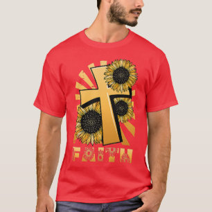 Camiseta Prêmio de fé cristã religioso da cruz de girassol