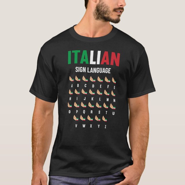 Camiseta Prêmio de Gesto de Mão em Língua de Sinais Italian (Frente)