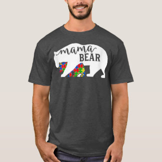 Camiseta Prêmio Mama Bear Autismo Consciência Mês