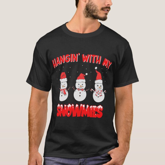 Camiseta Prendendo com meu Natal Engraçado Natal Snowman (Frente)