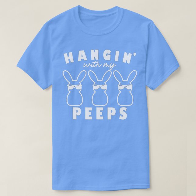 Camiseta Prendendo com meus ovos de coelho Peeps Páscoa D (Frente do Design)