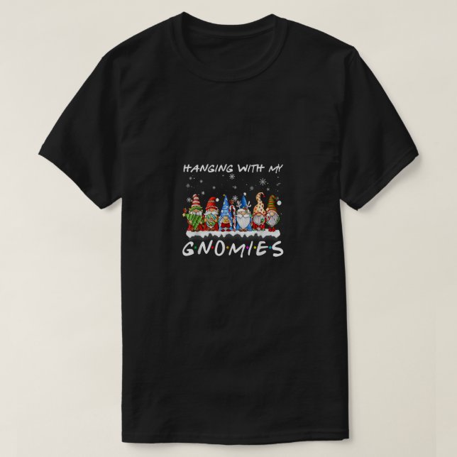 Camiseta Prendendo-Me Com Os Meus Gnomos Família De Pijamas (Frente do Design)