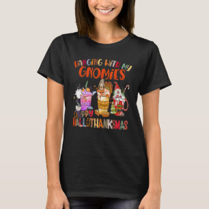 Camiseta Prendendo-Me Com Os Meus Gnomos Feliz Hallothanksm
