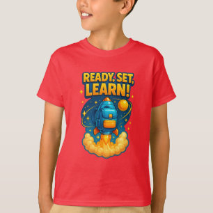 Camiseta Preparado Conjunto Aprender Mochila do Foguete