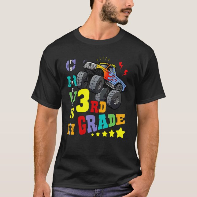 Camiseta Preparado para esmagar caminhões monstruosos de 3º (Frente)