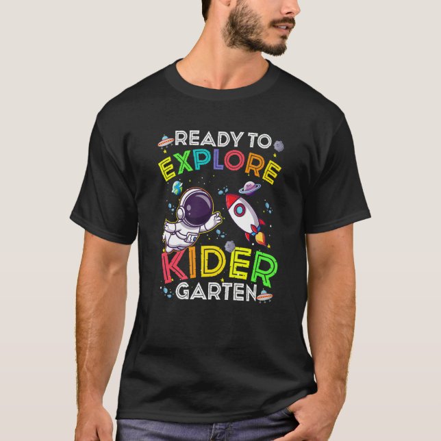 Camiseta Preparado Para Explorar Crianças De Astronautas Em (Frente)