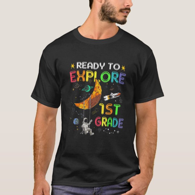 Camiseta Preparado Para Explorar O Astronauta Cuta De 1 rua (Frente)