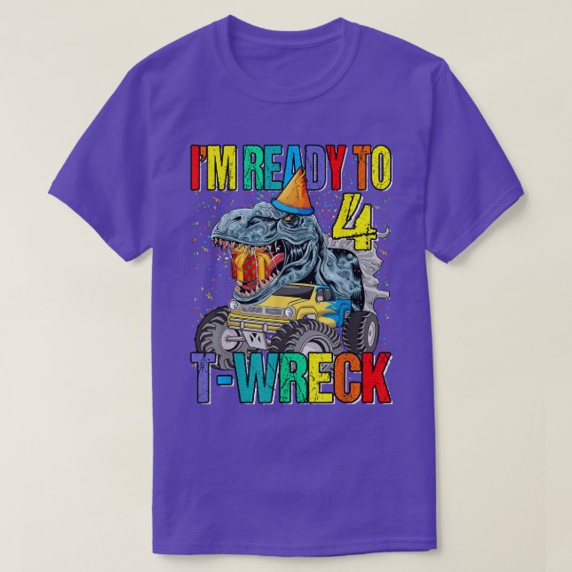 Camiseta Preparado para T-Wreck 4 Monster Dinossauro Caminh (Frente do Design)