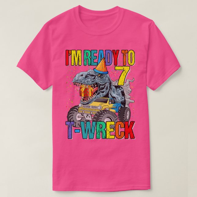 Camiseta Preparado para T-Wreck 7 Dinossauro Monster 7 Birt (Frente do Design)