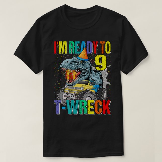 Camiseta Preparado para T-Wreck 9 Monster Dinossauro Caminh (Frente do Design)