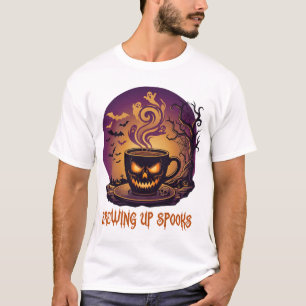 Camiseta Preparando Espíritos Halloween Xícara de Café Fant