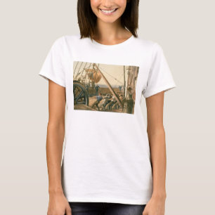 Camiseta Preparando-se para lançar uma das grandes bóias,