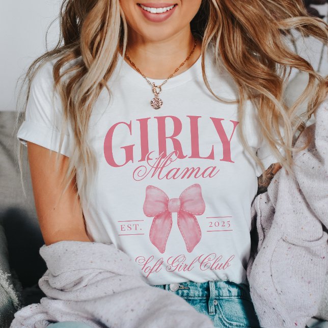 Camiseta Preppy Coquette Mama Personalizou Girly Mamãe Rosa (Criador carregado)