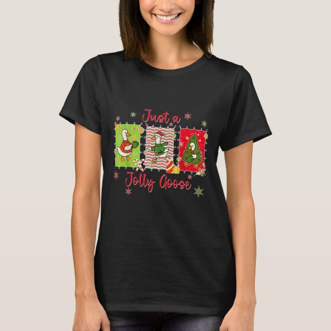 Camiseta Preppy Cute Just A Jolly Goose Merry Goosemas Chri (Frente)