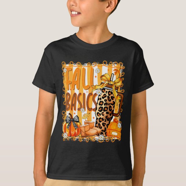 Camiseta Preppy Fall Basics Coquette Bow Pumpkin Autumn Wom (Frente)