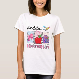 Camiseta Preppy Feminina Volta às Aulas Olá Jardim de Infân