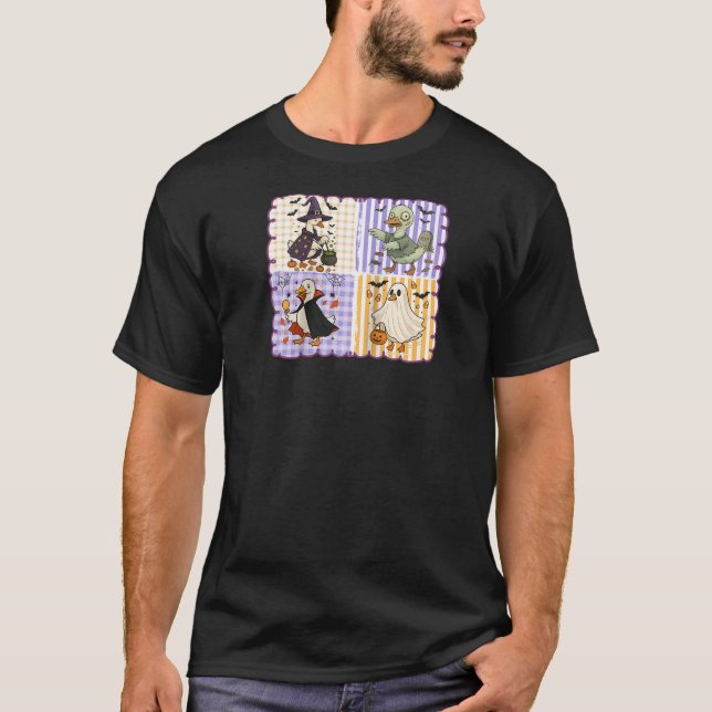 Camiseta Preppy Goose Halloween Spooky Bruxa Fantasma Pumpk (Frente)