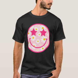 Camiseta Preppy Happy Face Daisy Flower Smile Trendy