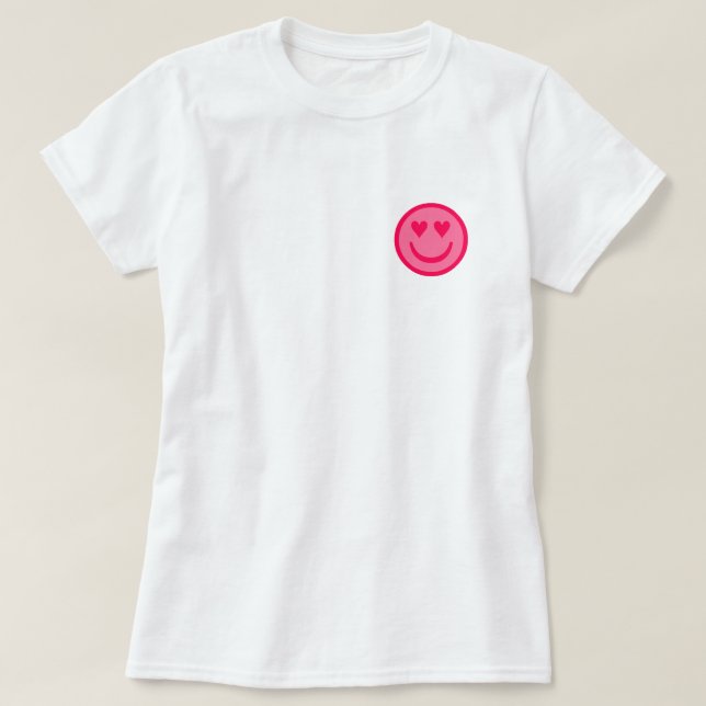 Camiseta Preppy Heart Happy Face (Frente do Design)