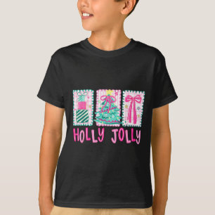 Camiseta Preppy Holly Natal Alegre Coquete Laço Árvore de N