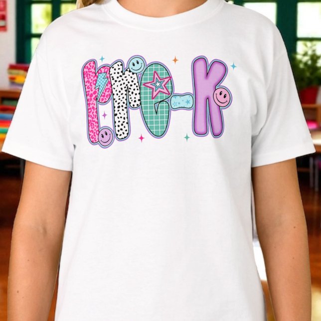 Camiseta Preppy Pre K First Day of  School Coquette (Criador carregado)